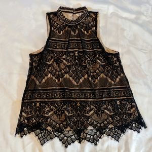 Lauren Conrad Nude & Lace Sleeveless Top Size M